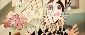 Kép - kubizmus -harlequin and rose (120x50 cm)