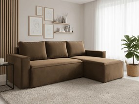 AKCIÓ világosbarna kihúzható sarokkanapé CAVELO, kétszínű II. osztályú