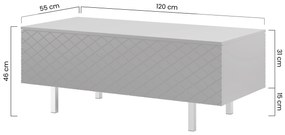 Scalia II 120 2K dohányzóasztal fiókkal - Matt fehér / arany lábak