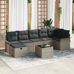 Kerti Kanapé Szett párnával 8 pcs Szürke 297,5 x 132,5 x 85 cm