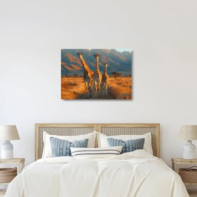 Üveg kép - Zsiráfok a legelőn (70x50 cm)
