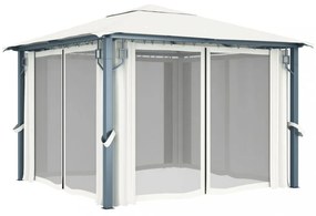 krémszínű alumíniumpavilon függönnyel/LED fényfüzérrel 3 x 3 m
