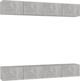 vidaXL 4 db betonszürke szerelt fa TV-szekrény 100 x 30 x 30 cm