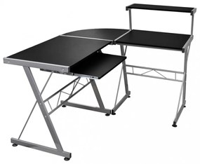 fekete szerelt fa sarok számítógépasztal 132 x 112 x 99 cm
