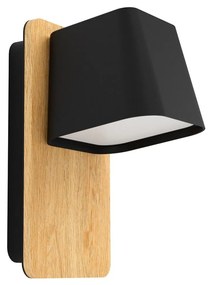 Eglo 390009 Ruscio fali lámpa, természetes fa részletekkel, fekete, E27 foglalattal, max. 1x40W, IP20