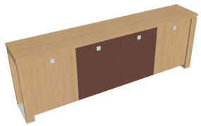 Verno+ S alacsony szekrény 260 x 46 x 90 cm, kombinált ajtó, világos tölgy / barna