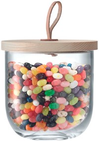 LSA International LSA IVALO tároló, fából készült fedéllel, 15 cm átmérőjű, áttetsző, kézzel készített