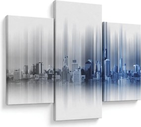 Kép - Panoráma a városra, kék-szürke (90x60 cm)