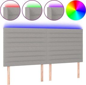 vidaXL világosszürke szövet LED-es fejtámla 160x5x118/128 cm