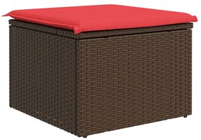 Kerti Puff Térkező Párnával Barna 55x55x37 cm Poli Rattan