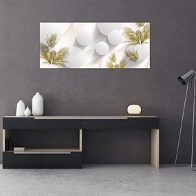 Kép - 3D körök virágokkal (120x50 cm)
