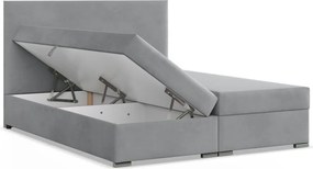Agen ágy, bársony, 160 x 200, ágyneműtartóval, szürke