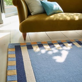 Kék kézi szövésű gyapjú szőnyeg 120x170 cm Kai Wool Border – Flair Rugs