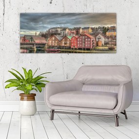 Kép - házak a folyó mellett (120x50 cm)