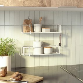 Fehér öntapadós acél fürdőszobai polc szett 2 db-os Cubiko – Umbra