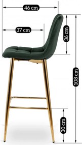 Bárszék zöld bársony, ARIEL