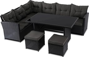 Kerti ülőgarnitúra szett Fekete/Sötétszürke színben. DALLAS