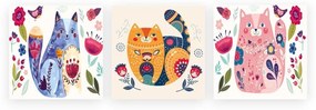 Gyerekszoba kép készlet 3 db-os 30x30 cm Cats – Wallity
