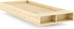 Natúr színű borovi fenyő egyszemélyes ágy ágytámla nélkül ágyráccsal 90x200 cm Merge – Karup