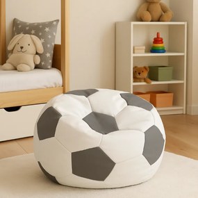 EMI focilabda mintás bézs-fekete műbőr babzsákfotel