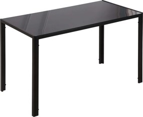 HOMCOM Étkezőasztal 4 fő részére, Konyhaasztal Temperált Üveg Toppa, Nappali Asztal, Fém, Fekete, 120 x 60 x 75 cm | Aosom