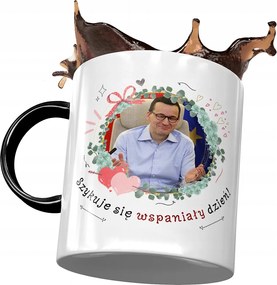 Fekete Mateusz Morawiecki Premier Bögre Ajándék Nyomtatott Fotóval