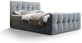 Franciaágy  Boxspring 180 cm Macheta (világoskék) (matraccal és tárolóhellyel). 1046730