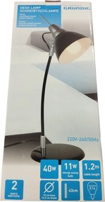 Asztali Lámpa Olvasólámpa Fém Fekete Grundig