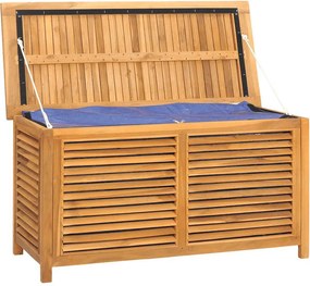 vidaXL tömör tíkfa kerti tárolóláda zsákkal 114 x 50 x 58 cm