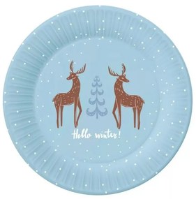 Karácsonyi Hello Winter papírtányér 6 db-os 18 cm