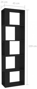 fekete szerelt fa könyvszekrény/térelválasztó 45 x 24 x 159 cm