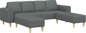 vidaXL Nappali Kanapé 3 pcs Sötétszürke Poliészter