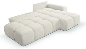 ALMADA kinyitható, jobb oldali L alakú kárpitozott sarokülőgarnitúra tárolóval, bézs