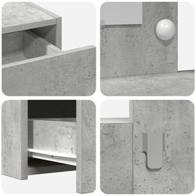 fali akasztós öltözőasztal LED lámpákkal beton szürkében