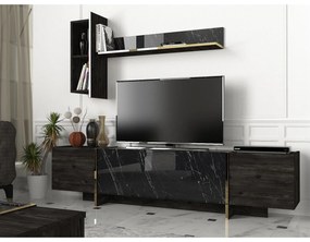 TV szekrény Veyron - Black, Gold