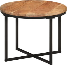 vidaXL tömör akácfa és vas dohányzóasztal 45 x 45 x 35 cm