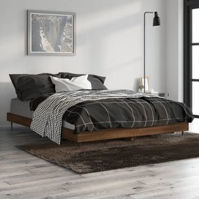 barna tölgy színű szerelt fa ágykeret matrac nélkül 140x190 cm
