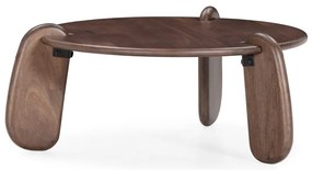 Sötétbarna mangófa kerek dohányzóasztal ø 80 cm Tamira – MOME