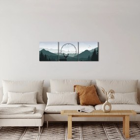 Kép - Szarvas farkassal a sziklák között (órával) (90x30 cm)