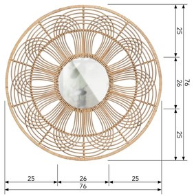 Fali tükör bambusz kerettel ø 76 cm Obi – WOOOD
