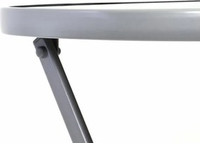 Kerti bisztróasztal üveg lehajtható asztallappal ezüst