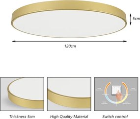 Brilagi-LED POOL mennyezeti lámpatest LED/180W/230V 3000/4500/6000K átmérő 120 cm aranyszínű