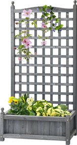 Outsunny Emelt Ágyás Ültetődoboz Trellis-szel, Növénytámasszal Mászó Növényekhez, 64 x 28 x 120 cm | Aosom