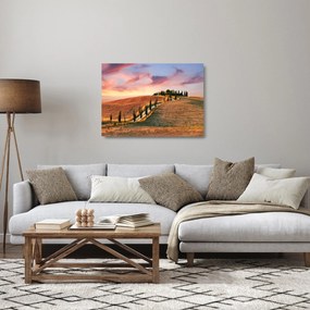 Kép - Ház a dombon, Toszkána, Olaszország (üvegen) (70x50 cm)
