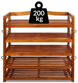 RUSTIC cipőtartó polc, 5 polc, 75x26x82cm, természetes barna Casaria