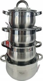 Acél Edénykészlet Ø16/18/20/24CM Rozsdamentes Acél Indukciós Edénykészlet