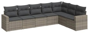 7 részes szürke polyrattan kerti ülőgarnitúra párnákkal
