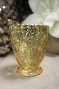 Arany színű üveg gyertyatartó tealámpához 10cm