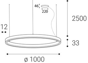 LED2 - LED Dimmelhető csillár zsinóron CIRCLE 80W/230V 3000K/4000K átm. 100cm fehér