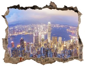 3d lyuk fal dekoráció Hong kong panoráma nd-k-89343951